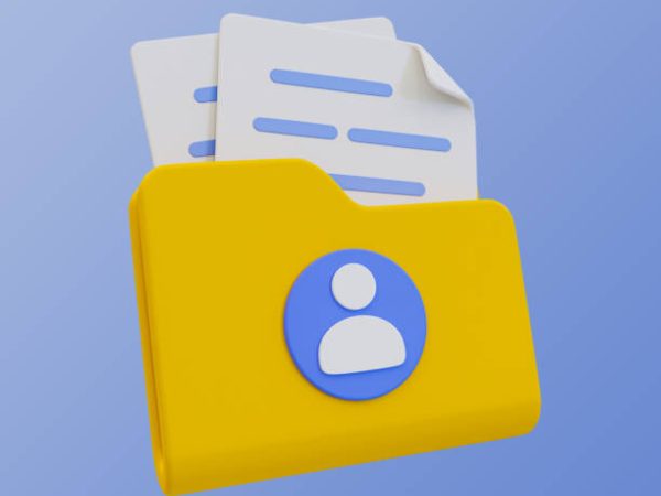 3d minimal personal data. secret file. personal information administration. folder with person icon. 3d illustration. clipping path included.