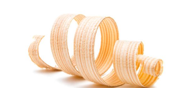 wooden shavings isolated on white background
