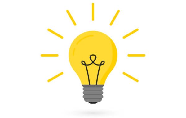 Light bulb with rays. Lighting Electric lamp. Creative idea, solution, thinking concept