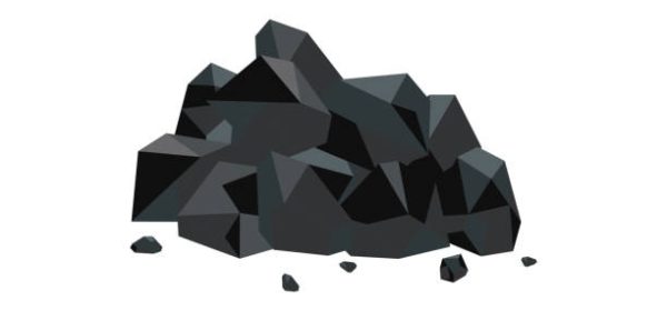 Heap or pile of black natural coal mineral flat vector illustration isolated on white background. Fuel mining and energy reserves of nature icon for industrial design.