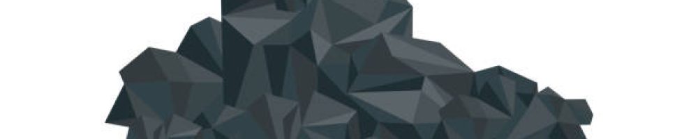 Pile of black coal illustration. Big pile of charcoal, basalt, nugget, rock, graphite or anthracite isolated on white background. Mine, mineral recourse concept