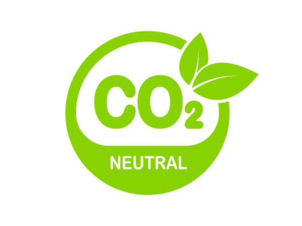 CO2  green stamp - carbon emissions free, no air atmosphere pollution, industrial production eco-friendly isolated sign