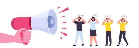 Stop noise, noisy neighbors, loud urban environment concept with tiny characters. Vector illustration