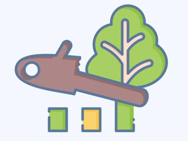 Icon Deforestation. related to Climate Change symbol. doodle style. simple design editable. simple illustration