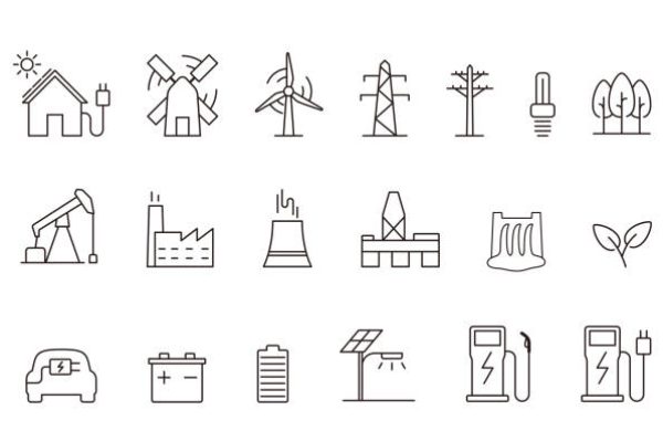power energy icon set, vector illustration