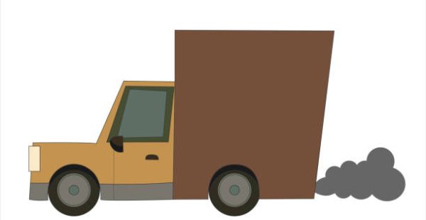 truck exhaust, air pollution, vector illustration