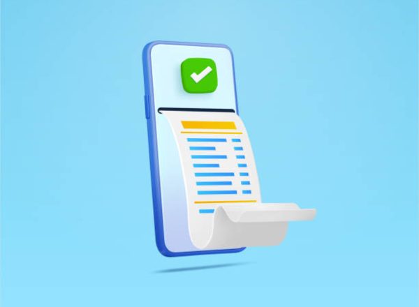 3d payment success with smartphone and green checkmark isolated on  background. Banking e billing concept. Easy bill payment transaction on the mobile phone. 3d vector illustration.