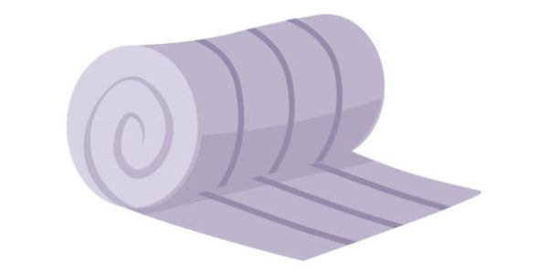 Vector illustration of a fiberglass roll. Isolated image of an insulating material used in construction for thermoregulation. Cartoon style icon for construction design projects.