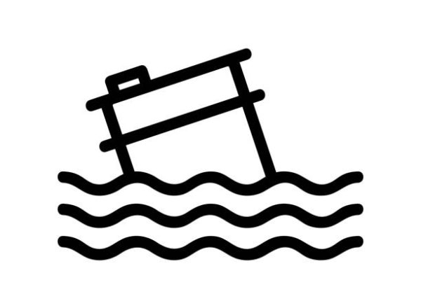 water pollution oil icon vector. A thin line sign. Isolated contour symbol illustration