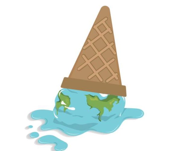 Melting earth icecream cone for global warming