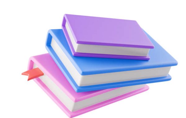 3d notebook with bookmark, on white background