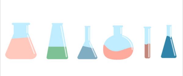 Set of medical flasks in a flat style.