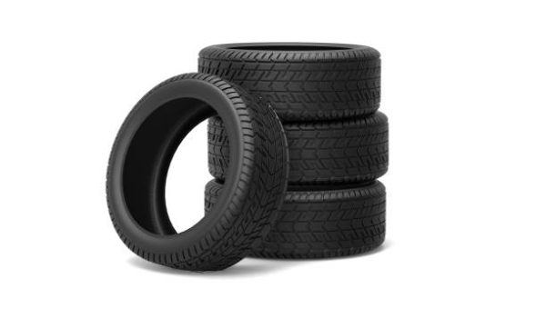 Car tires isolated on white, 3D Rendering.
