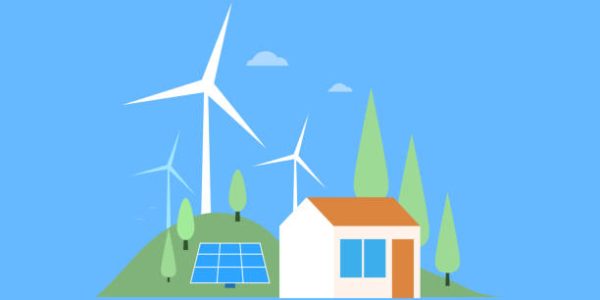 Illustrations on the themes of alternative energy, solar and wind energy. Vector illustrations.