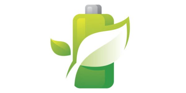 Battery Power Energy and Nature Green Leaf Logo Icon
