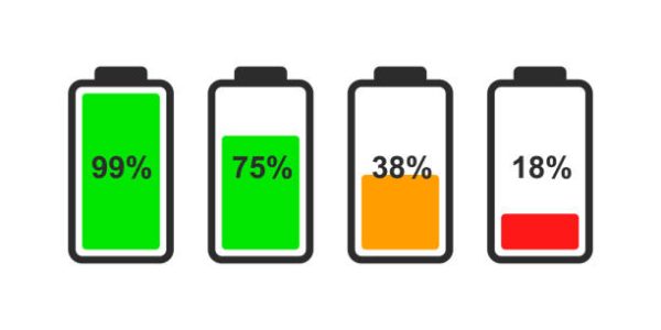 Color indicators of the battery level for the design of the interface of smartphone, tablet and other devices. Battery flat vector icon.
