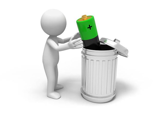 Battery and trash can