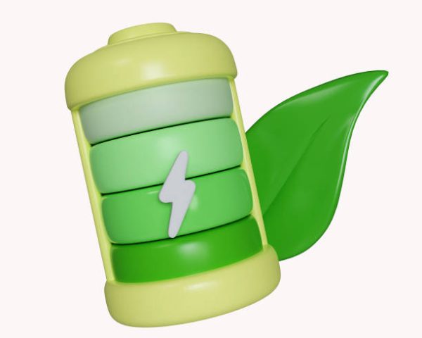 3d battery icon smart energy saving, Happy earth day, World environment day, Eco friendly. icon isolated on white background. 3d rendering illustration. Clipping path..