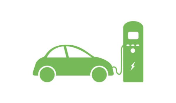 electro car icon isolated on white back