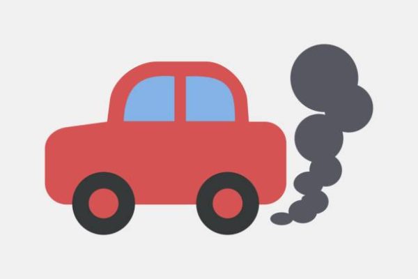 Icon car pollution. Global warming elements. Icon in flat style.