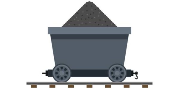 Simple flat illustration of mining cart.