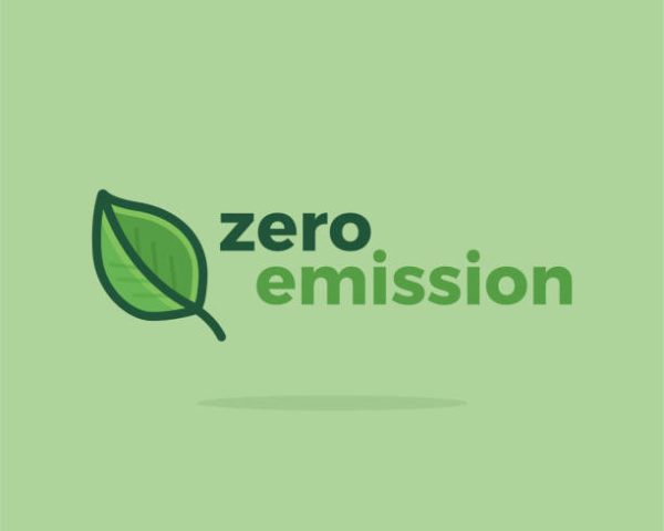CO2 Neutral Green Vector Icon Illustration. Zero Emission Logo with Green Natural Leaf